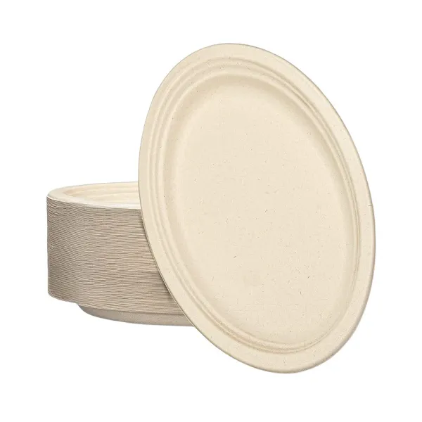 10inch X 8inch PFAS-Free Compostable Fiber Blend Oval Platter